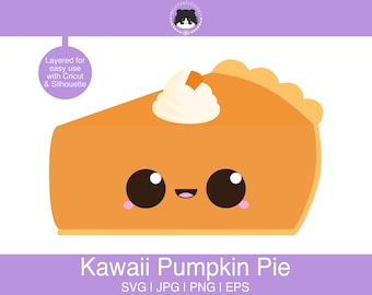 Pumpkin Pie SVG | Halloween Pumpkin Pie SVG - layered & easy use | svg, eps, jpg, png | Kawaii SVG for programs like Silhouette, Cricut etc