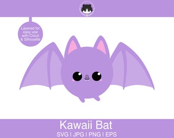 Bat SVG | Halloween SVG - layered for easy use | svg, eps, jpg, png | Kawaii SVG for cutting programs like Silhouette, Cricut etc