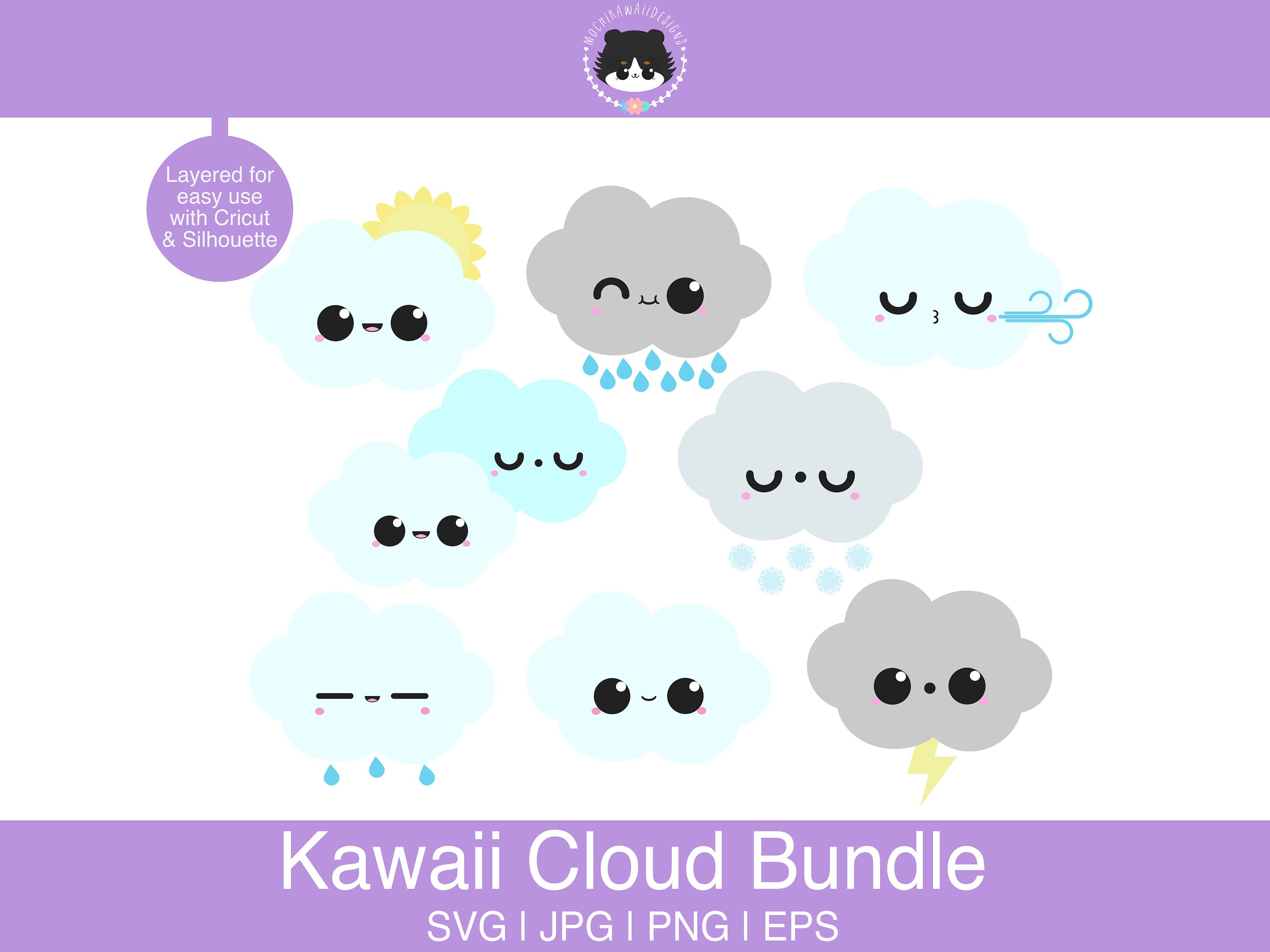 Cloud SVG Bundle - Weather Svg Layered for Easy Use | Cute Svg, Eps ...