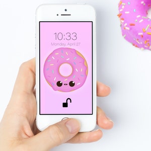 Kawaii Donut Phone Wallpaper | Kawaii Phone Background | Cute Wallpaper for Iphone, Samsung Galaxy and many more! | Instant Download