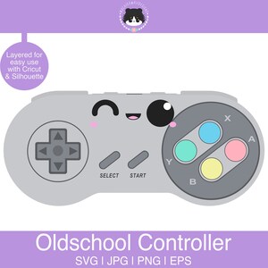 Könnte beinhalten: Ein grau-weißer Videospiel-Controller mit einem niedlichen Comic-Gesicht. Der Controller hat Knöpfe mit den Beschriftungen 'A', 'B', 'X', 'Y', 'Start' und 'Select'.