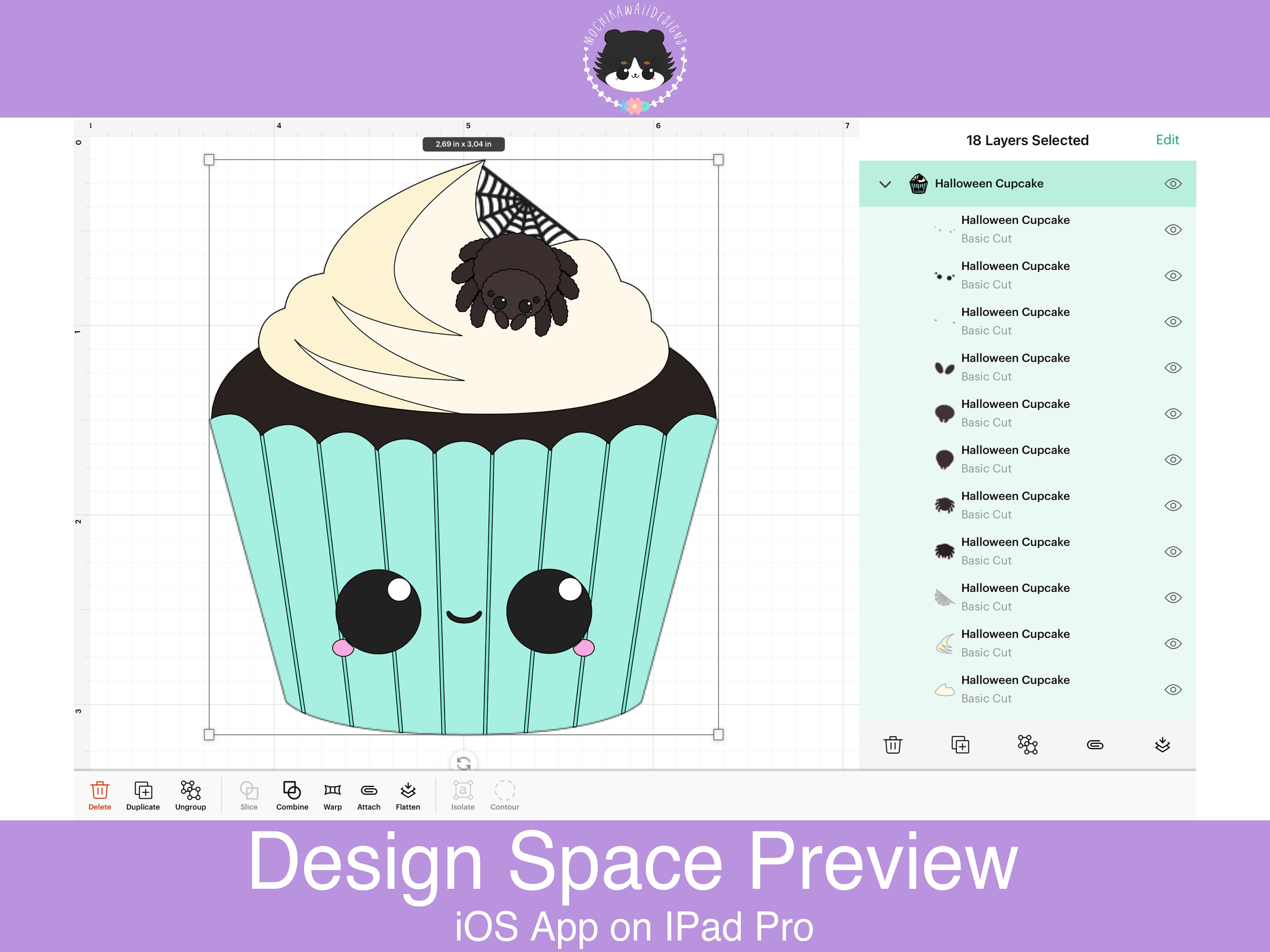 Kawaii Halloween Cupcake SVG - Layered for Easy Use | Cute Cupcake Svg ...
