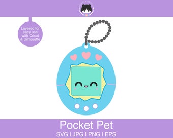 Kawaii Pocket pet SVG - layered for easy use | Retro gaming svg, eps, jpg, png | For cutting programs like Silhouette & Cricut