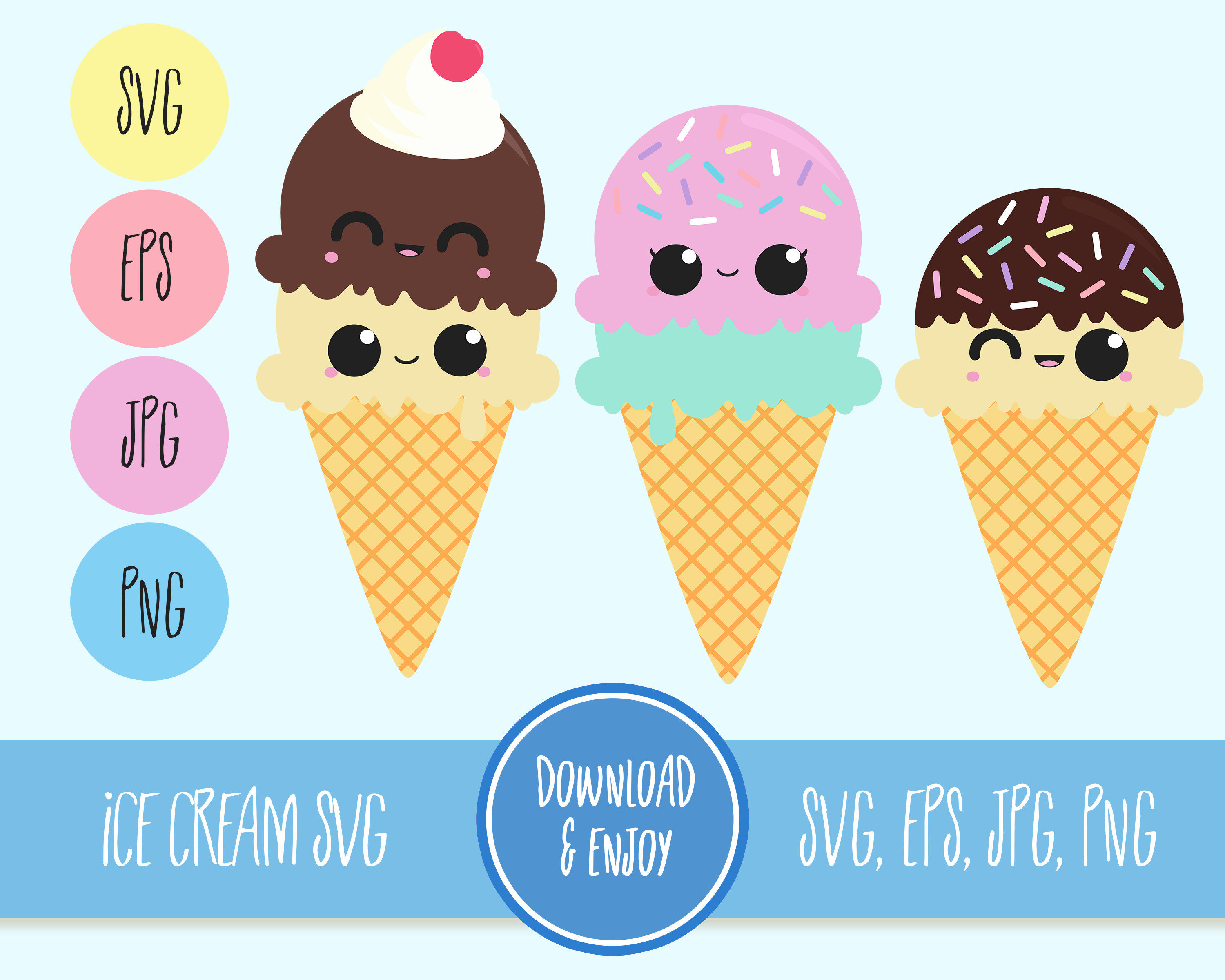 Ice Cream SVG Ice Cream Cone SVG Set eps dxf Summer Svg Ice Cream Cone