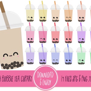 Imágenes prediseñadas de té de burbujas kawaii / 19 archivos JPG y PNG de 300 DPI Conjunto de imágenes prediseñadas de té de burbujas kawaii / Imágenes prediseñadas lindas de té de burbujas / Imágenes prediseñadas kawaii / Descarga instantánea