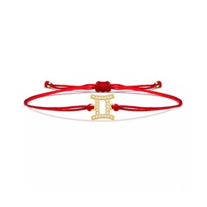 Gold Zodiac Sign Red String Protection Bracelet, Adjustable Size, Astrology, Best Birthday Gift for Her, Mom, Wife, Gift for Friend, Women's