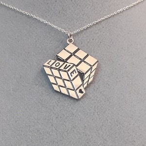 Pendant Necklace Silver Customizable Rubik's Cube