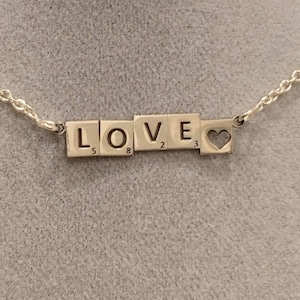 Personalized Scrabble Pendant Necklace Silver