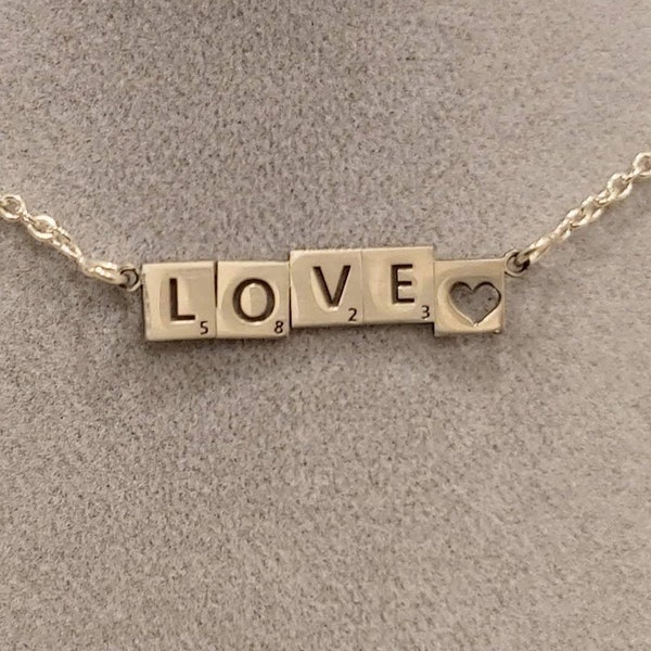 Collier Pendentif Scrabble Personnalisé Argent