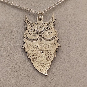Silver Owl Pendant Necklace