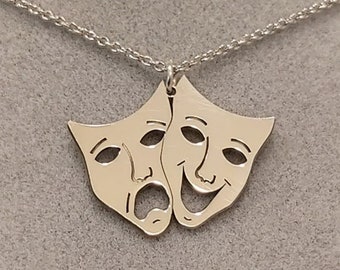 Silver Theater Mask Pendant Necklace