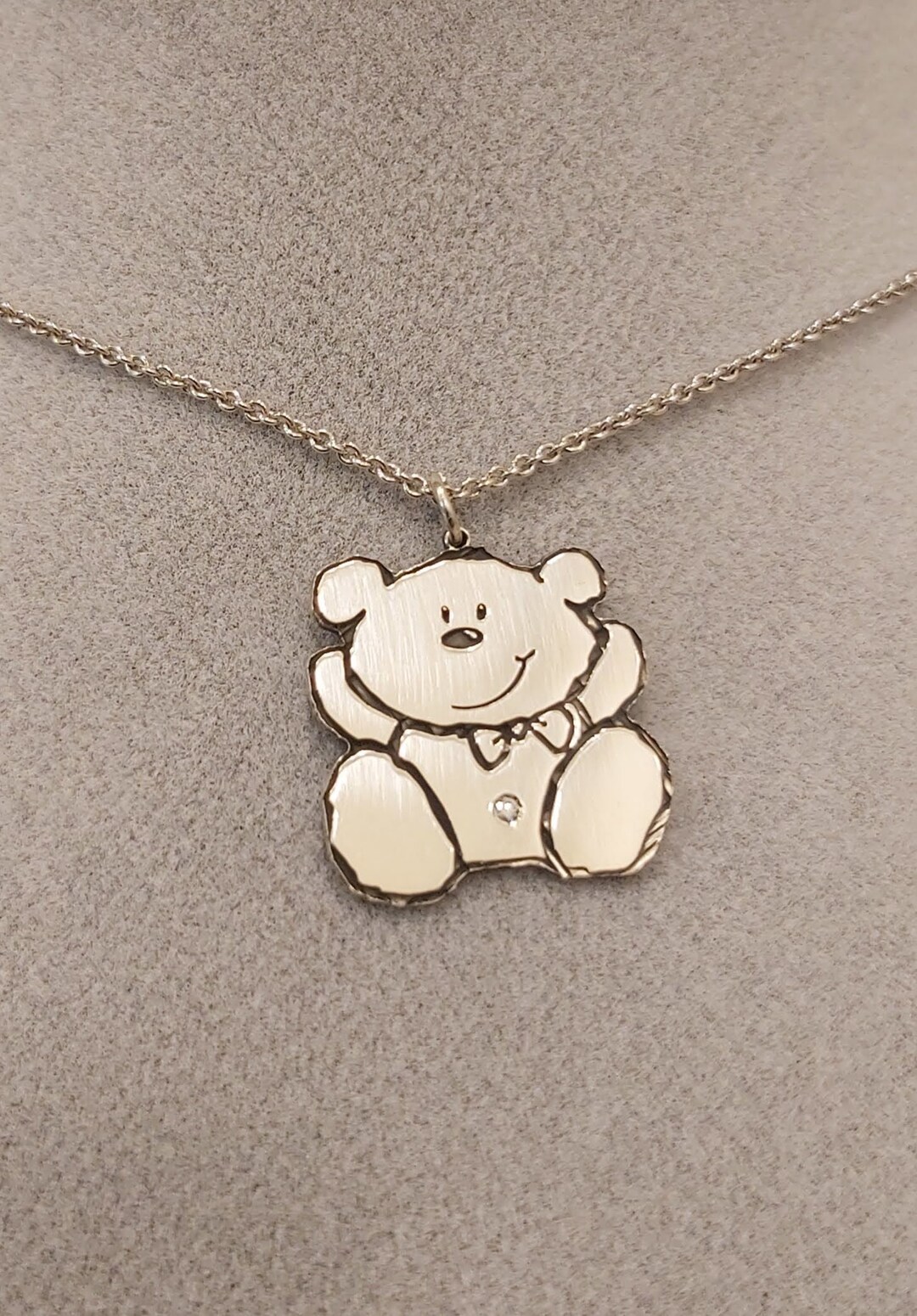[ReinSein]ACC★Spring Teddybear Necklace Moving Teddy Bear Necklace; 925 Teddy Bear Necklace; Bear