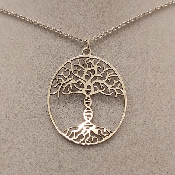 Collier pendentif en argent arbre de vie ADN