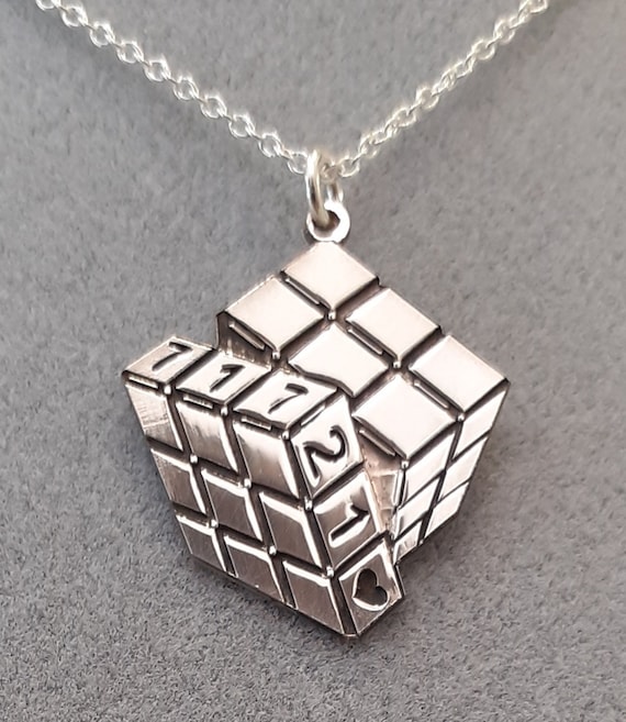 Infinite U Ciondolo Cubo Di Rubik In Argento 925 Con Zirconia Cubica - Collana Donna Oro Rosa