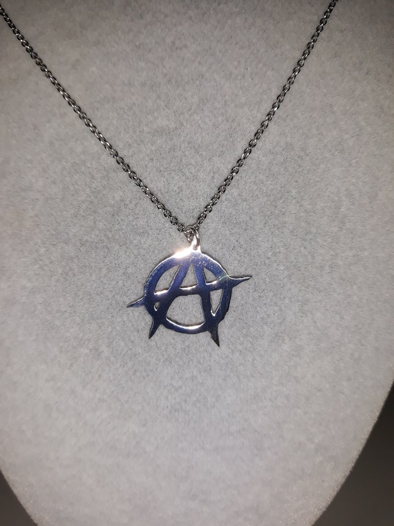 Anarchy Symbol Silver Pendant Necklace