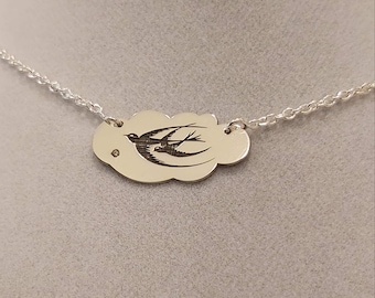 Swallows Silver Pendant Necklace