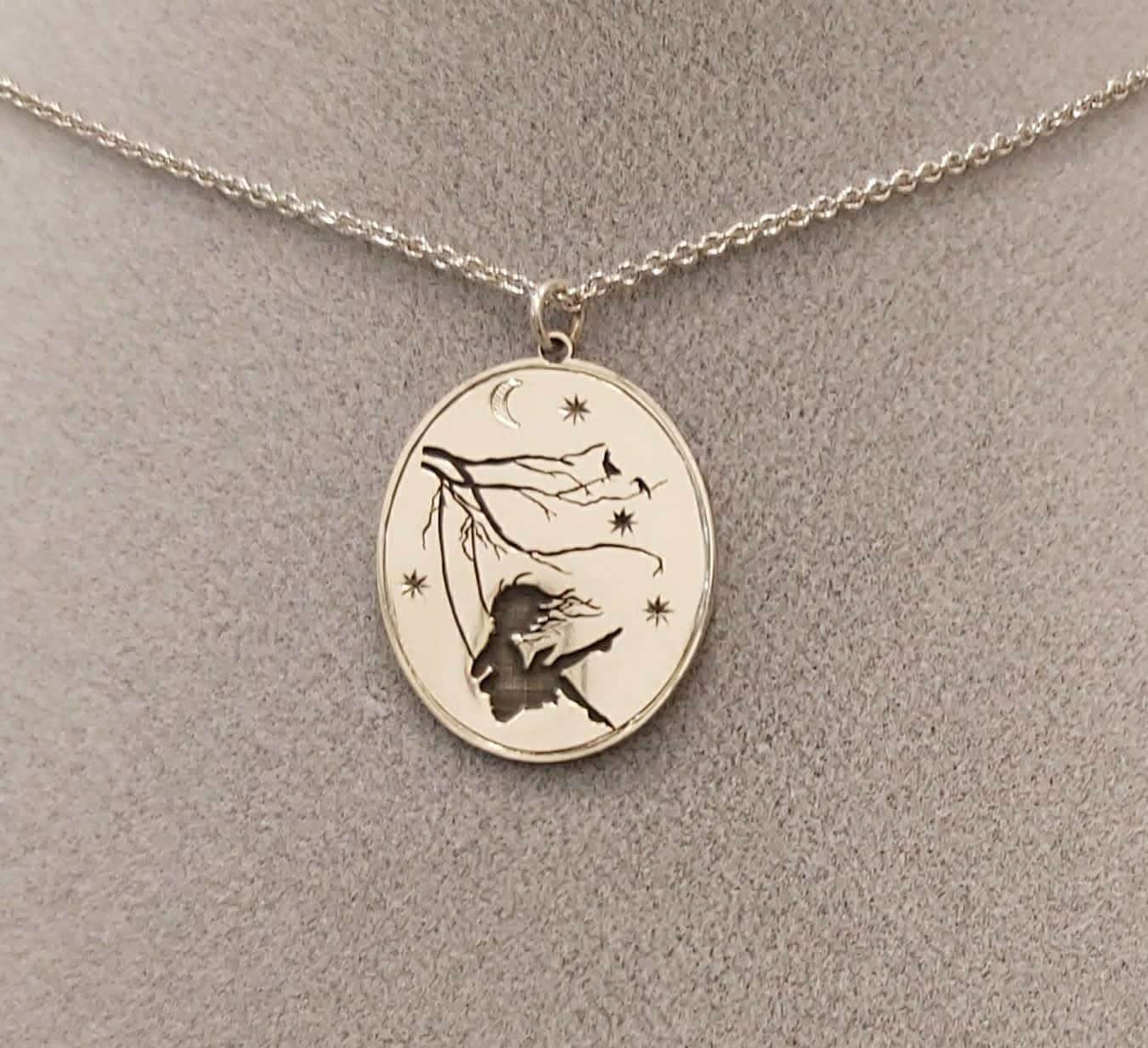 Silver Swing Girl Pendant Necklace Etsy