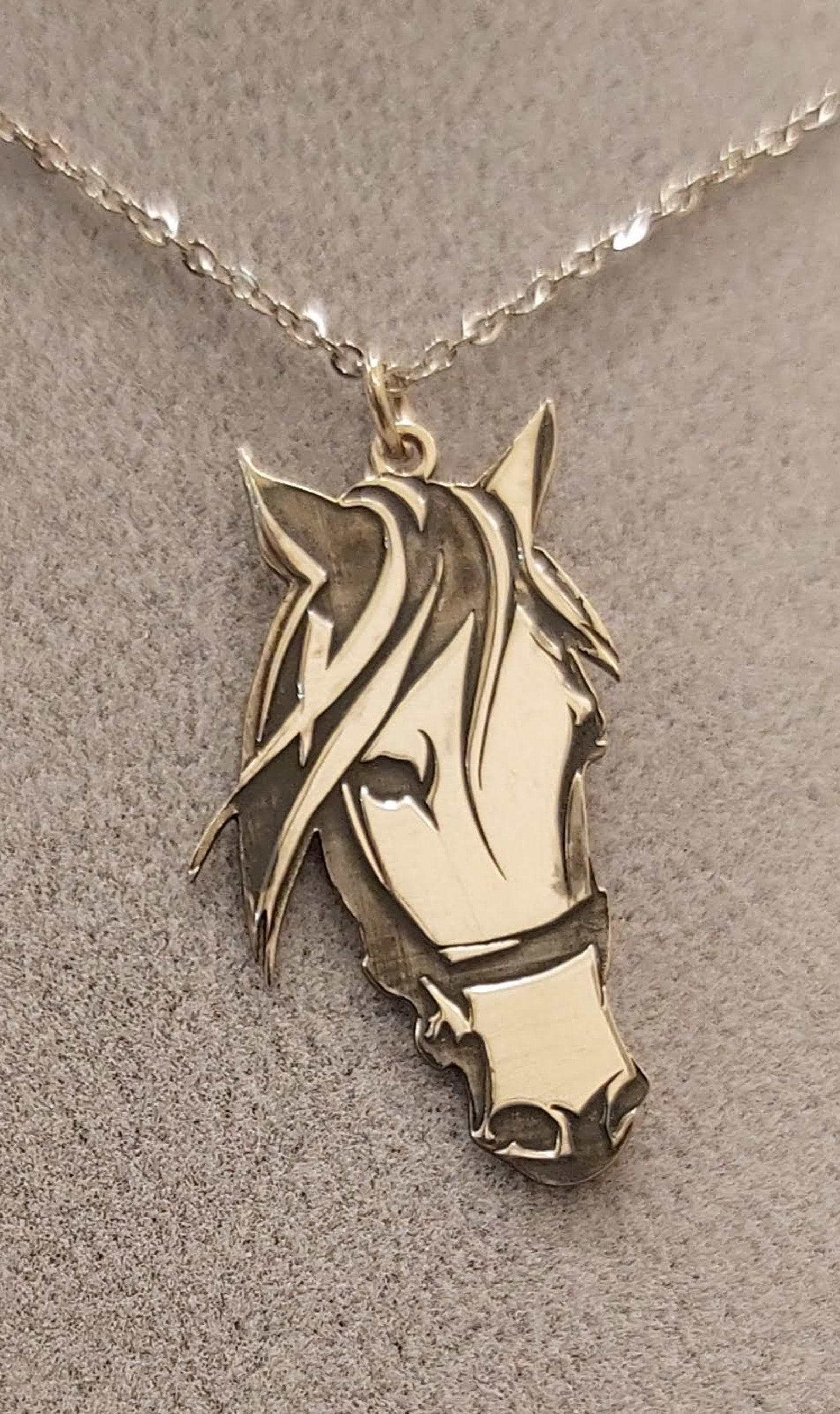 Silver Horse Pendant Necklace Etsy