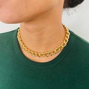 Chunky Gold Chain Choker Necklace, Gold Chain Necklace, Chunky Gold Necklaces For Woman, Gold Link Necklaces Chain, Gold Choker Chain,