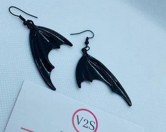 Bat Earrings, Bat Jewellery, Goth Earrings, Black Dangle Drop Earrings, Halloween Earrings, Scary Earrings, Dangle Earrings, Halloween UK,