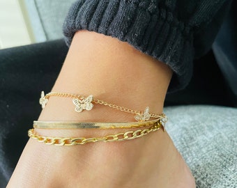 Ankle Bracelet for Women Gold, Adjustable Anklet, Boho Adjustable Ankle Chain Gold , Foot Chain Gold, Anklet for Women, Body Jewellery,