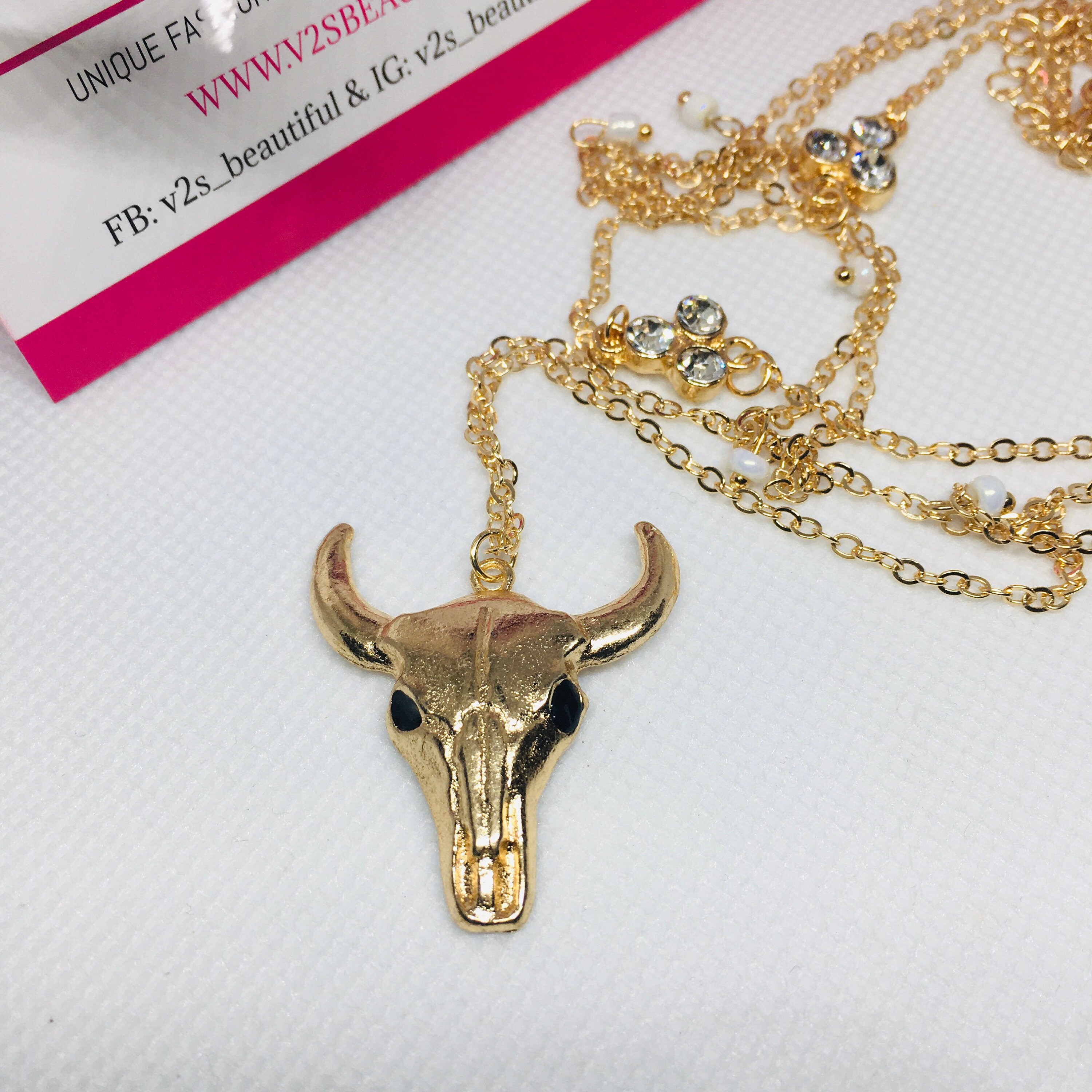 Horn Necklace Gold, Bull Skull Necklace Gold, Multilayer Necklace Gold,  Bull Horn Necklace Sliver, Boho Hippie Necklaces For Women.