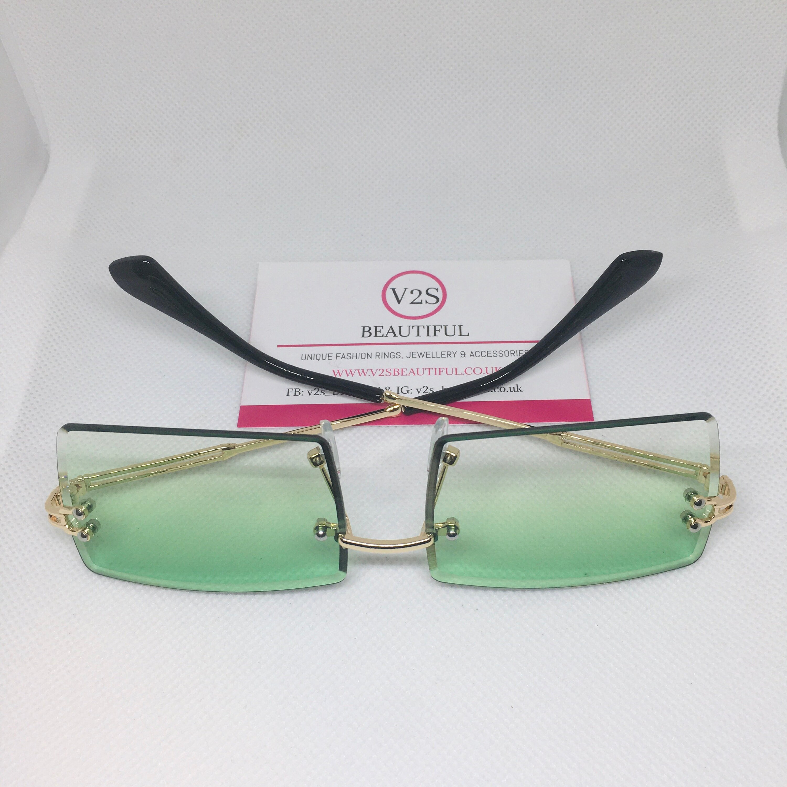 Y2K Green Clear Rimless Vintage Sunglasses 2000s Sunglasses Etsy