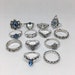 13 Boho Ring Set Silver, Blue Gemstone Rings, Elephant Rings, Valentines Day Ring, Stackable Statement Jewellery, Hippie Ring Set Uk, Rings 