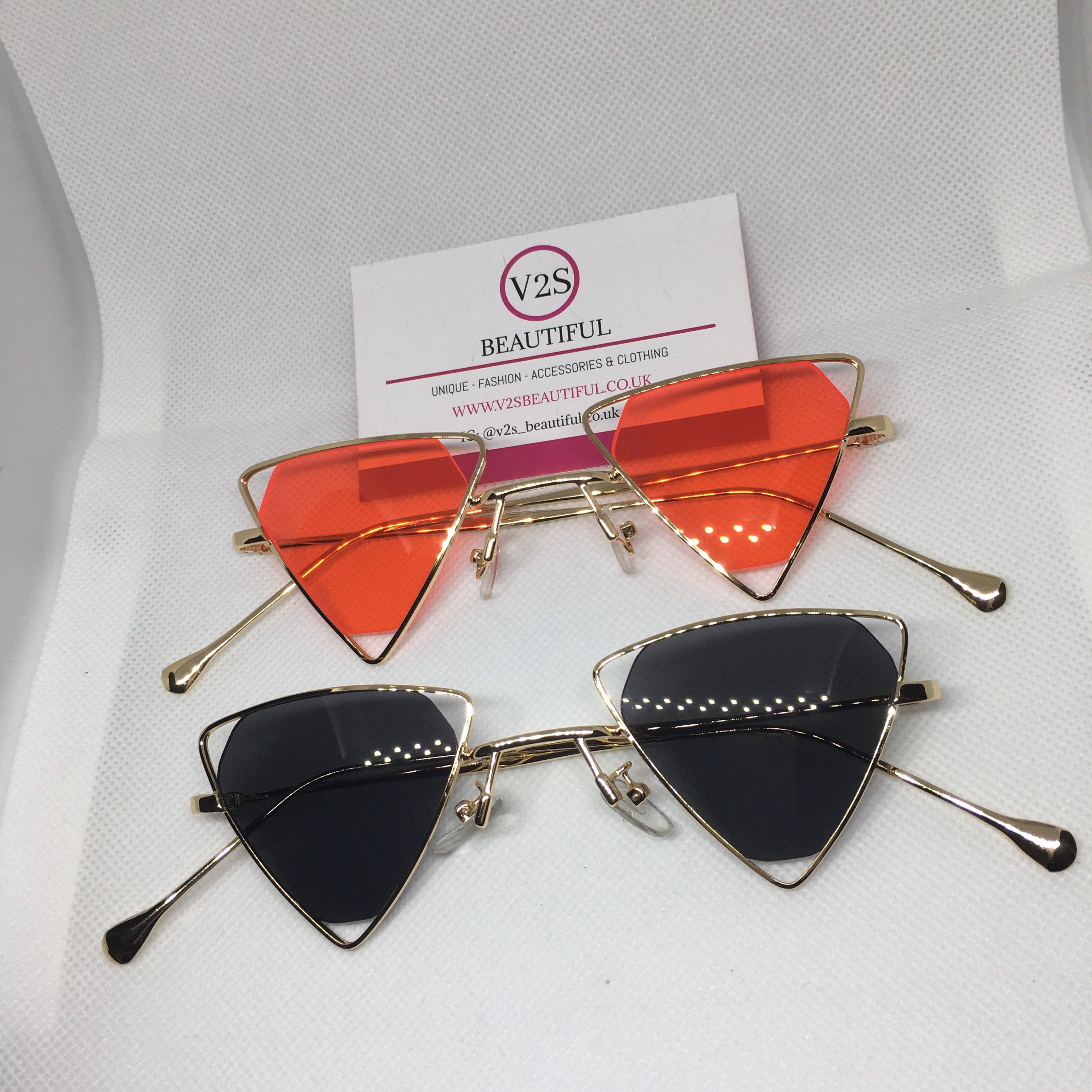Women Vintage Triangle Sunglasses Fashion Anti UV Glasses Retro Cat Eye  Eyewear - Brown - CC18TQG2UKS