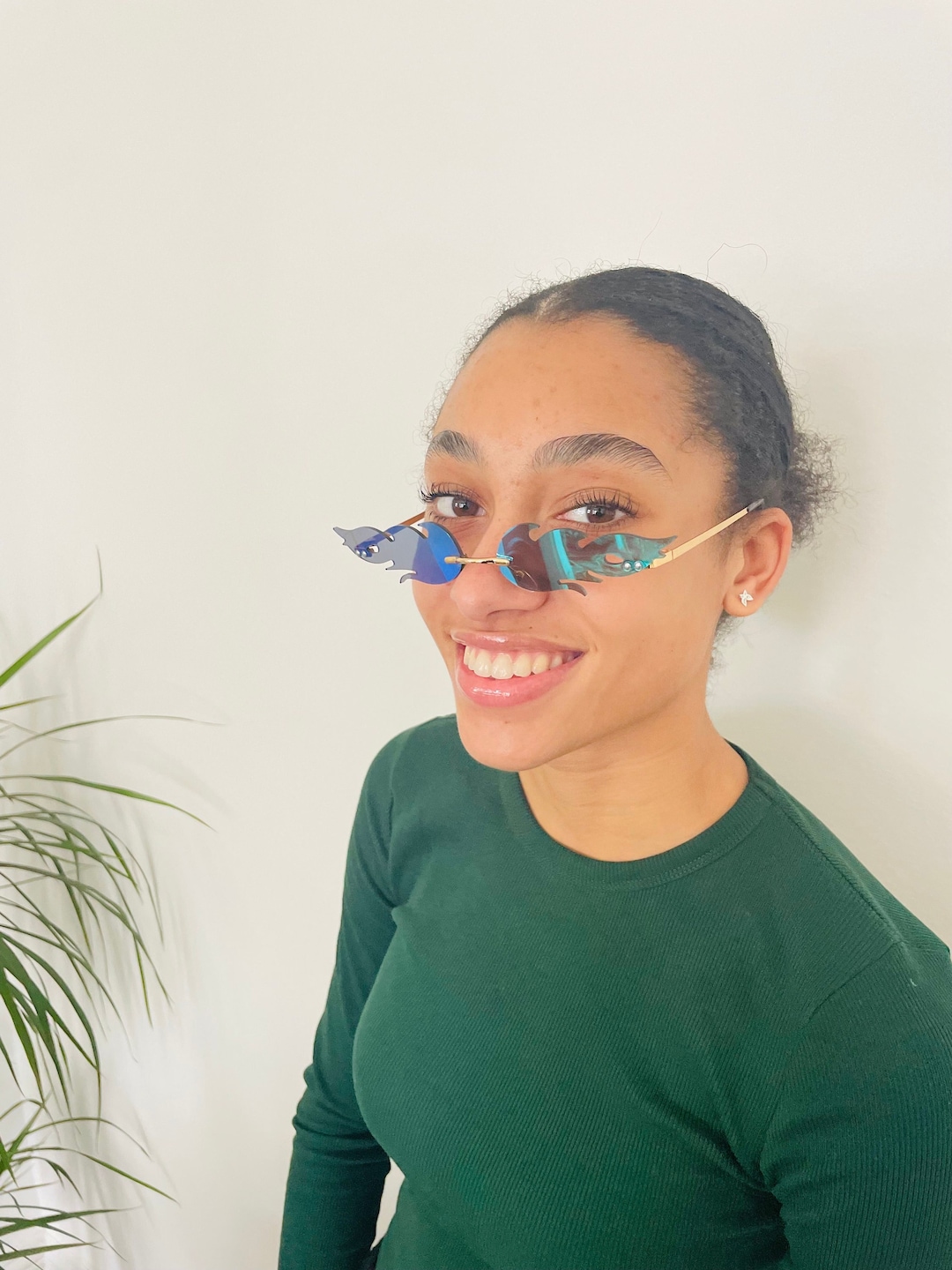 Fire Flame Sunglasses, Unisex Sunglasses, Fire Sunglasses, Rimless