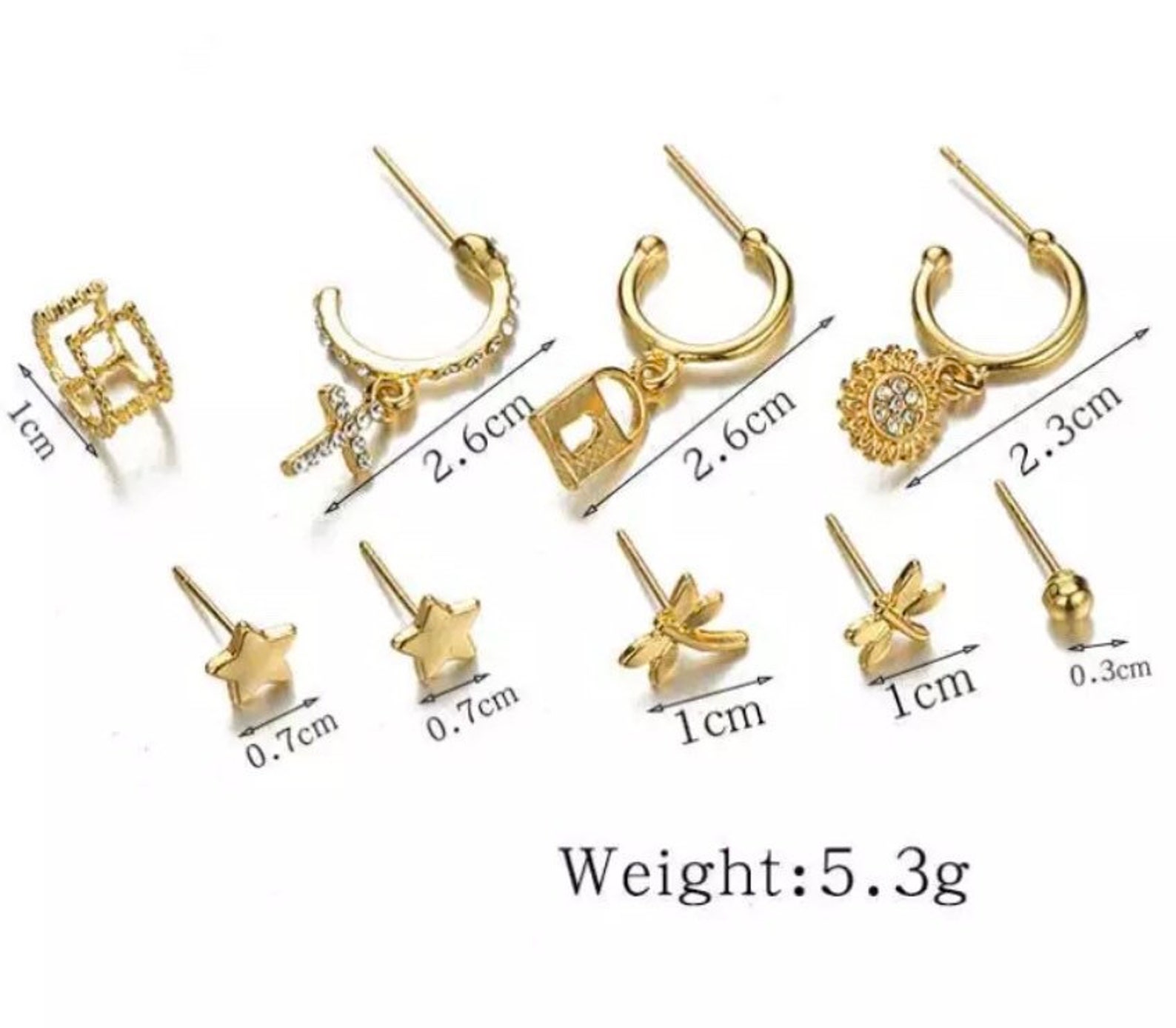 Earrings Set for Multiple Piercings Gold Earring Set With Etsy UK