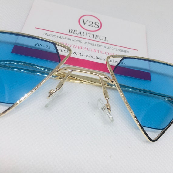 Vintage Cat Eye Sunglasses 90s Unisex Trendy Cateye Retro Triangle Glasses  UV400 | eBay