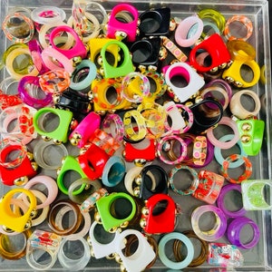 15 Stück Y2K Retro Chunky Stapelringe Set / Moderne Punk Chunky Ringe / Hippie Boho Ringe Set / Boho Stapelbare Knuckle Vintage Ringe UK Plastic Rings