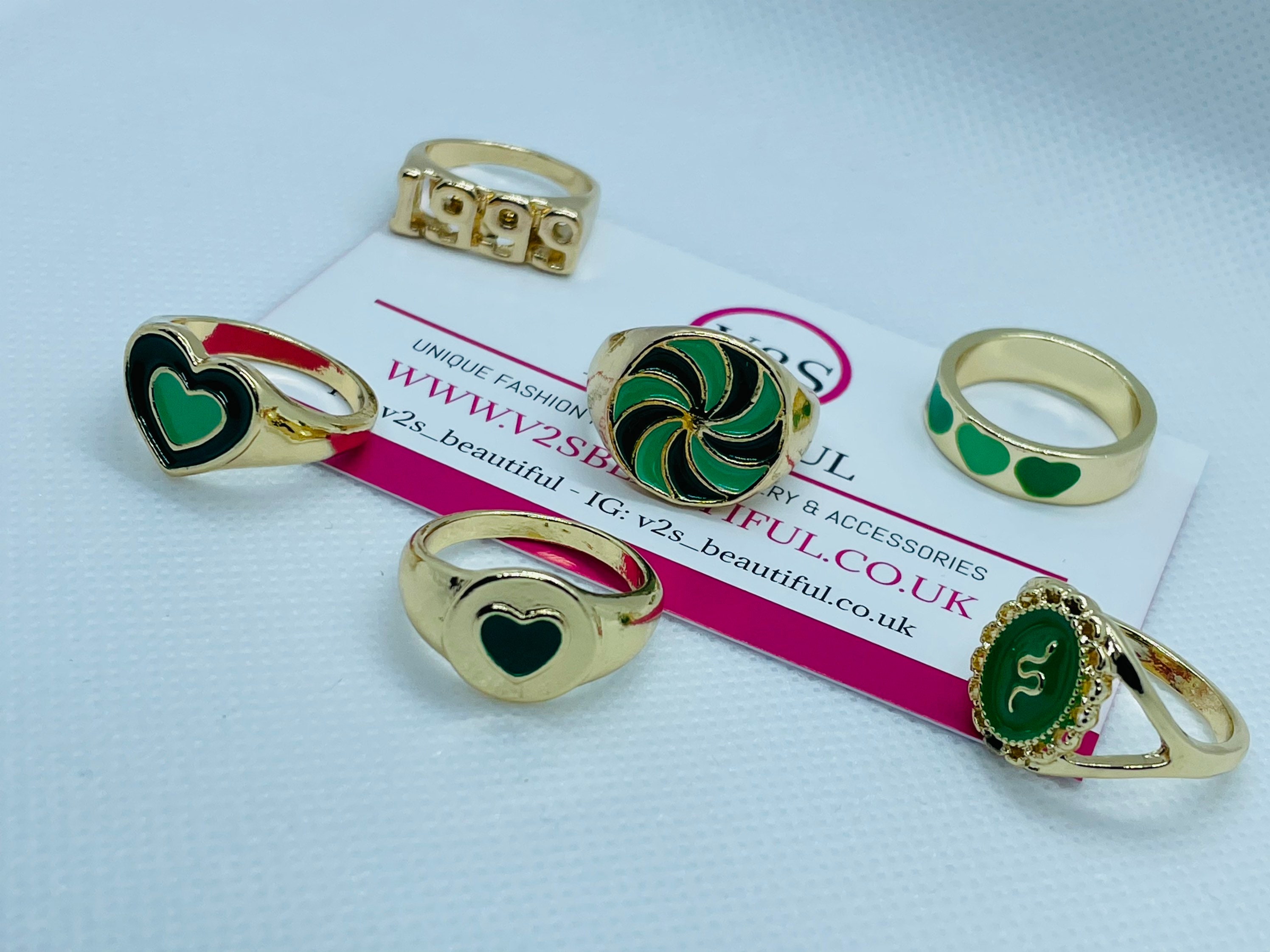 Green Gold Y2K Aesthetic Ring Set Chunky Gold Rings for - Etsy Sweden