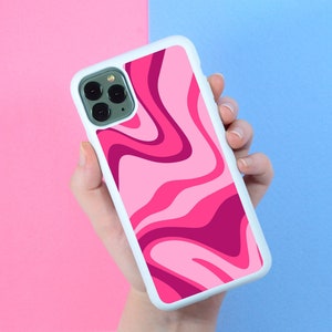 Retro Wave Pink Abstract Pattern iPhone Case for iPhone 13 Pro 13 Mini 13 Pro Max 12 Pro Max iPhone XS XR 7 8 Plus 11 Pro Max