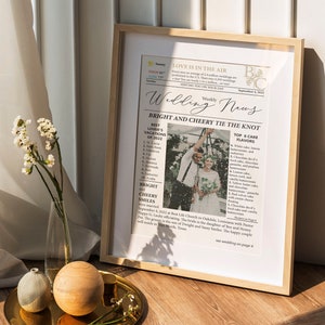 Personalized &quot;Newspaper&quot; Wedding Announcement - Printed & Laminated