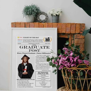 Personalized &quot;Newspaper&quot; Graduation Announcement - Printed & Laminated