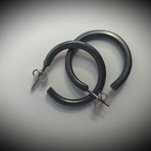 Handmade Silver Jewelry for Woman, Silver Earrings, Black Silver Hoop Earrings, Hoop,  Statement Jewelry, Contemporary Silver Jewelry