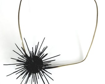Handmade Unique Sea Urchin Necklace, Art Necklace, Contemporary Art Jew, Author's Work, Special Gift for Her, Handmadeblack jewellry