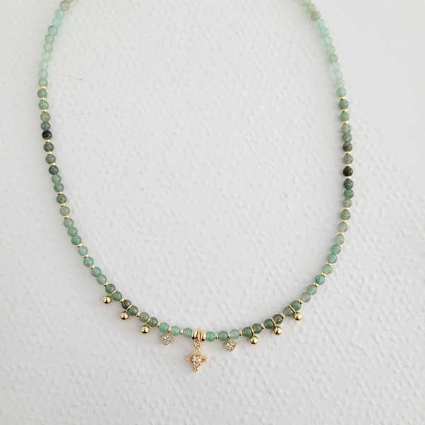 Collier en perles de Jade naturelles, femme, Bohème chic, cadeau