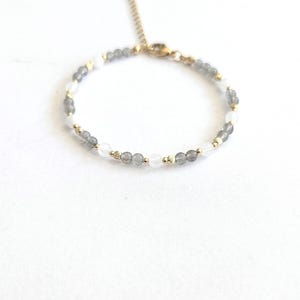 Natural pearl bracelet, Labradorite and Moonstone, boho chic