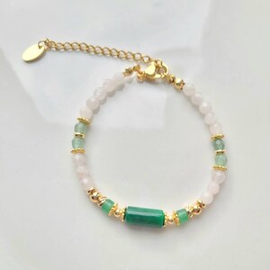 Bracelet in fine Quartz, Jade, Aventurine and Onyx beads, woman, Boho chic, gift