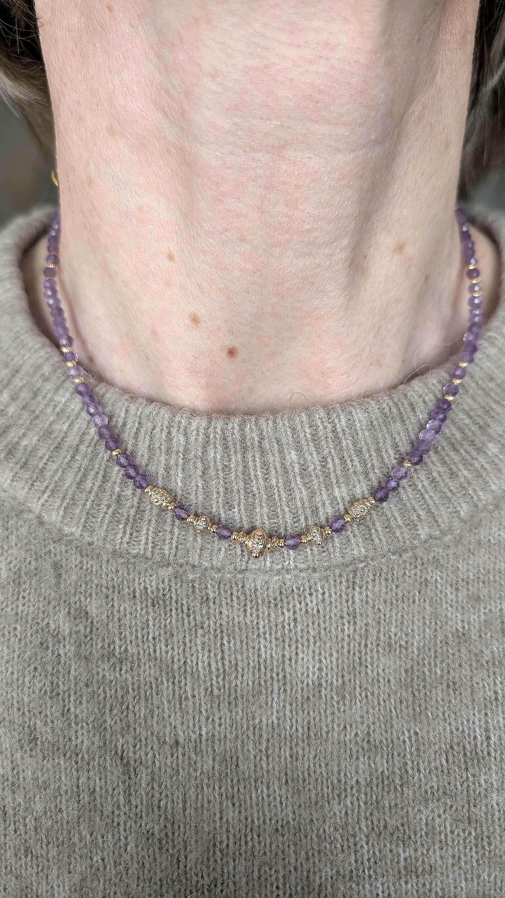 Collier Améthyste Et Perle De Culture Argent 925 - Bijou Raffiné Occasion Rose-Mimosa
