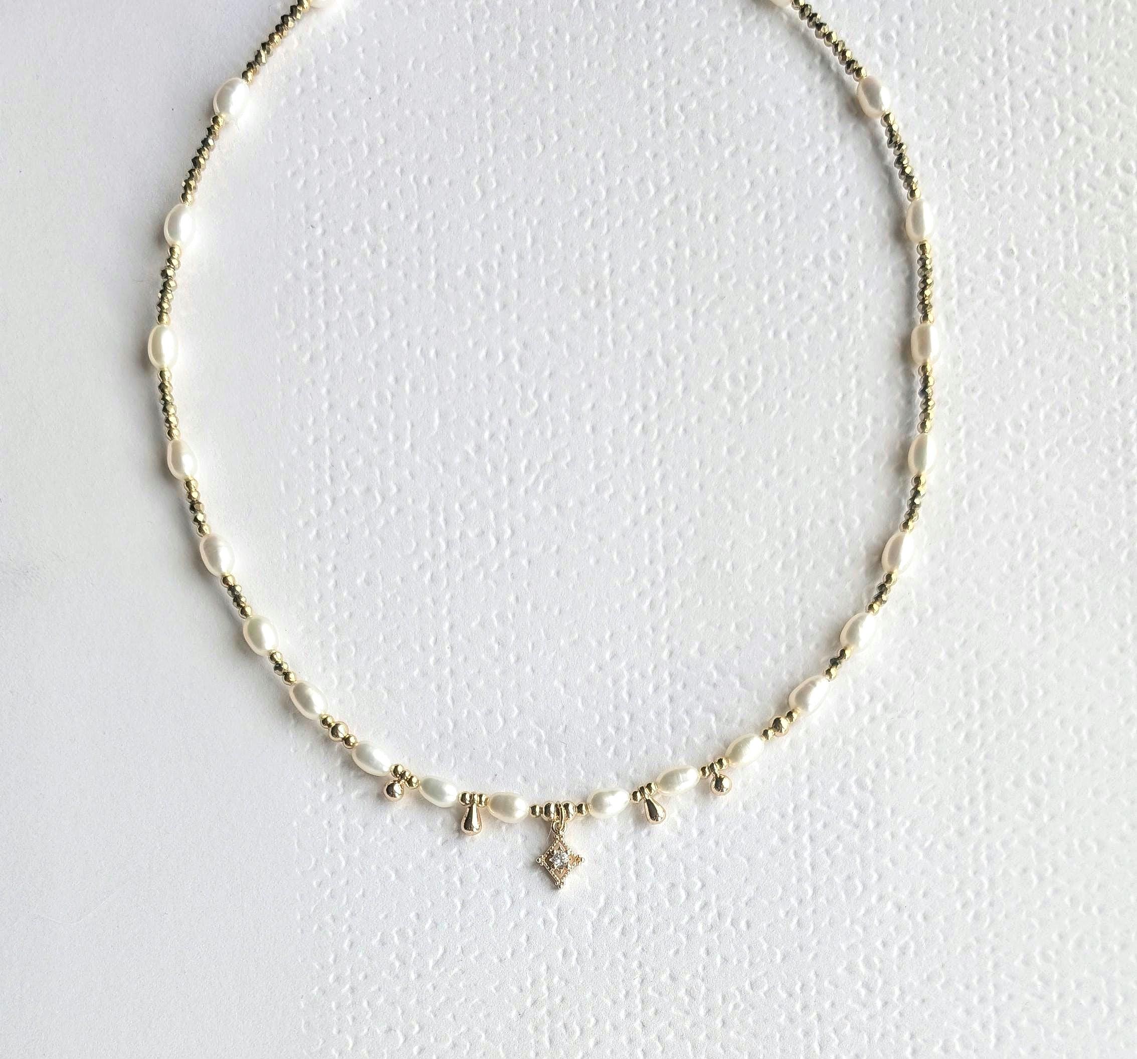 Collier de perles d'eau douce naturelles, femme, bohème chic