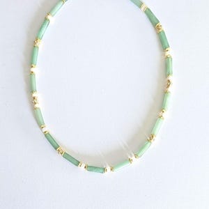 Natural pearl necklace, Aventurine and Mother-of-pearl, women&#39;s, boho chic