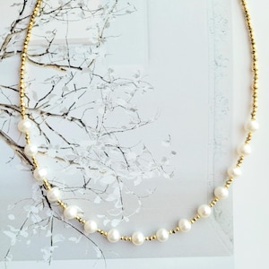 Natural pearl necklace, Freshwater cultured pearls, women, Boho chic