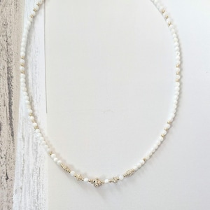 Halskette aus Naturperlen, Perlmutt, Damen, Boho Chic, Geschenk