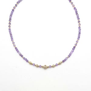 Fine pearl necklace, natural amethyst, woman, lithotherapy, boho chic, gift