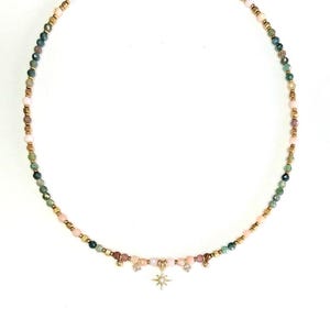 Natural pearl necklace, Agate and Opal, women&#39;s, boho chic