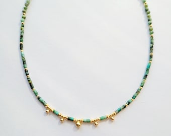 African Turquoise natural pearl necklace, choker